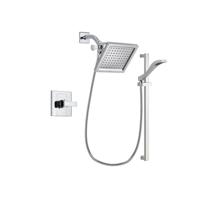 Delta Arzo Chrome Finish Shower Faucet System Package with 6.5-inch Square Rain Showerhead and Wall Mount Slide Bar with Handheld Shower Spray Includes Rough-in Valve DSP0172V