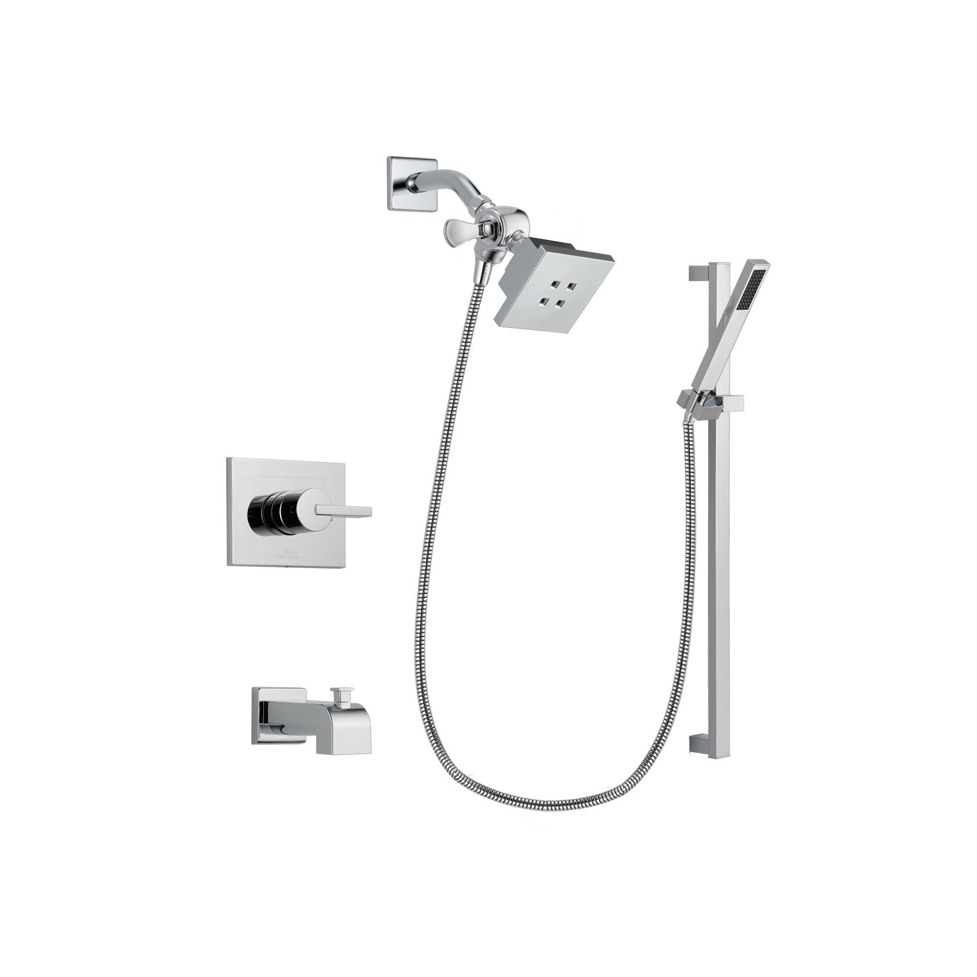 Delta Vero Chrome Tub and Shower Faucet System Package with Hand Shower DSP0202V