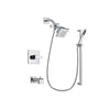 Delta Arzo Chrome Finish Tub and Shower Faucet System Package with Square Showerhead and Modern Square Wall Mount Slide Bar with Handheld Shower Spray Includes Rough-in Valve and Tub Spout DSP0203V