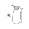 Delta Arzo Chrome Finish Thermostatic Shower Faucet System Package with 6.5-inch Square Rain Showerhead and Modern Square Wall Mount Slide Bar with Handheld Shower Spray Includes Rough-in Valve DSP0213V