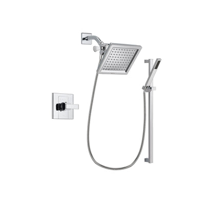 Delta Arzo Chrome Finish Shower Faucet System Package with 6.5-inch Square Rain Showerhead and Modern Square Wall Mount Slide Bar with Handheld Shower Spray Includes Rough-in Valve DSP0220V