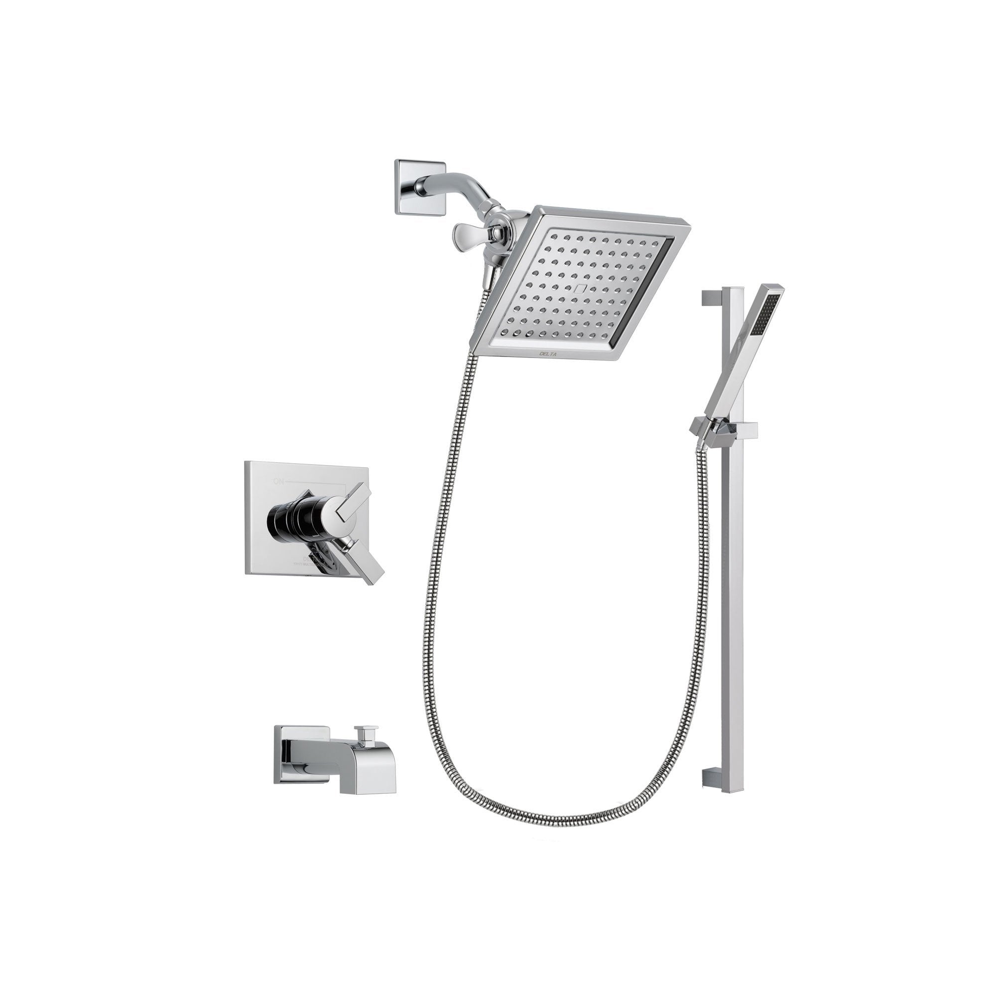 Delta Vero Chrome Tub and Shower Faucet System Package with Hand Shower DSP0223V