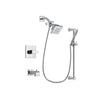 Delta Arzo Chrome Finish Tub and Shower Faucet System Package with Square Showerhead and Modern Wall Mount Slide Bar with Handheld Shower Spray Includes Rough-in Valve and Tub Spout DSP0251V