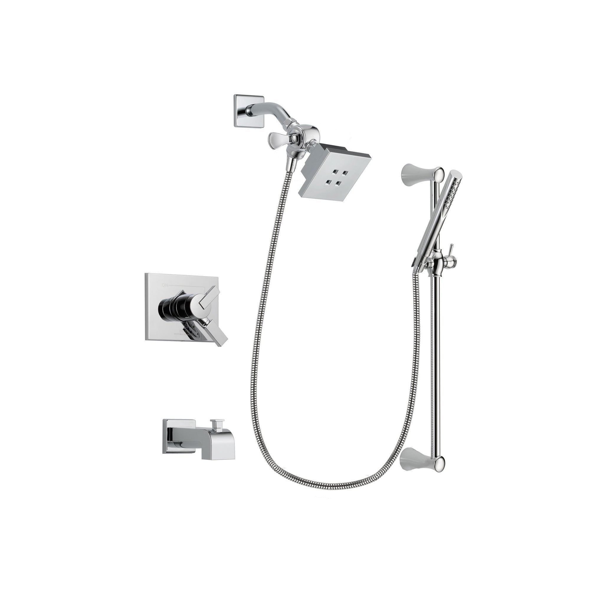 Delta Vero Chrome Tub and Shower Faucet System Package with Hand Shower DSP0255V