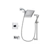 Delta Arzo Chrome Finish Tub and Shower Faucet System Package with 6.5-inch Square Rain Showerhead and Modern Wall Mount Slide Bar with Handheld Shower Spray Includes Rough-in Valve and Tub Spout DSP0267V