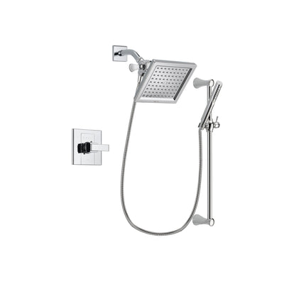 Delta Arzo Chrome Finish Shower Faucet System Package with 6.5-inch Square Rain Showerhead and Modern Wall Mount Slide Bar with Handheld Shower Spray Includes Rough-in Valve DSP0268V