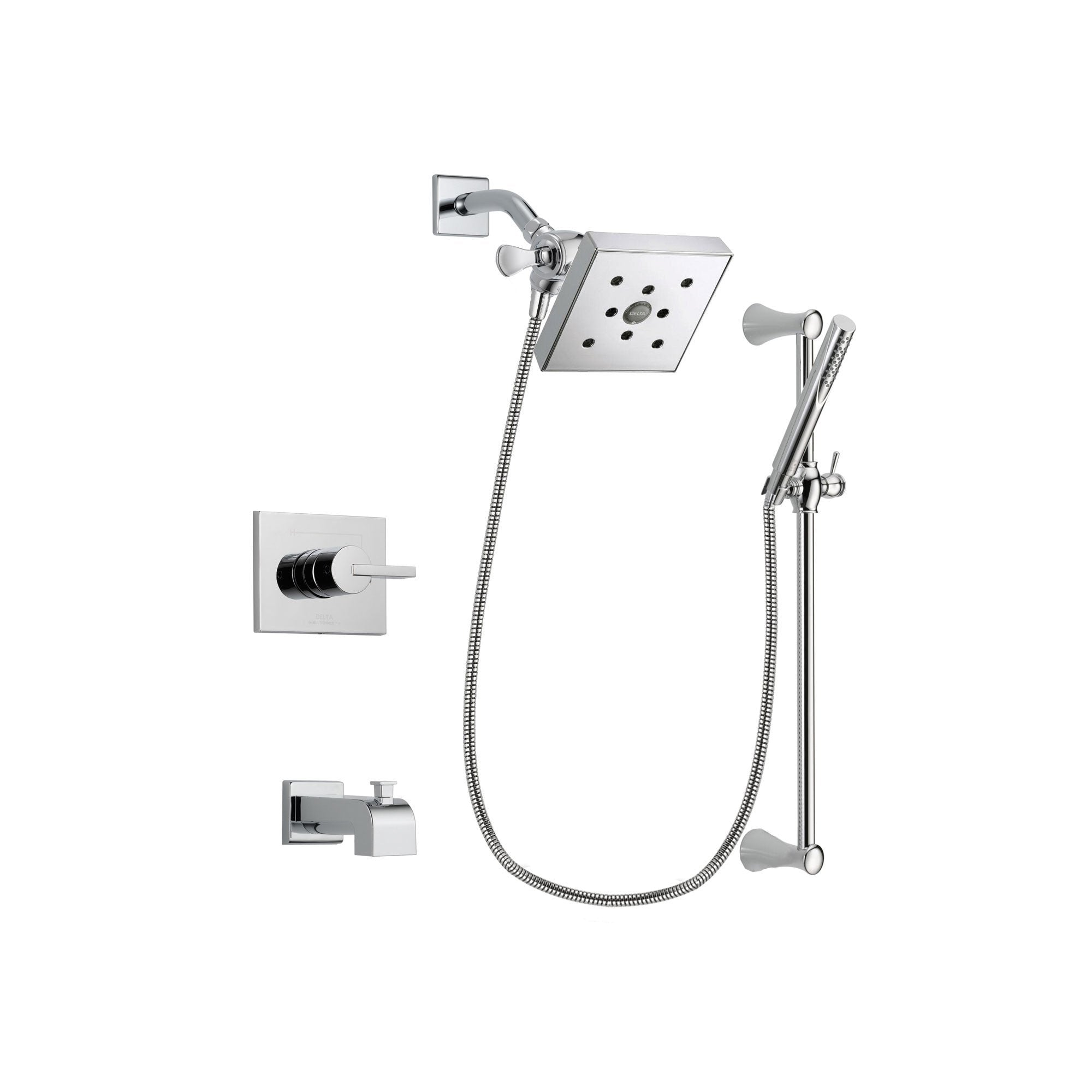 Delta Vero Chrome Tub and Shower Faucet System Package with Hand Shower DSP0282V