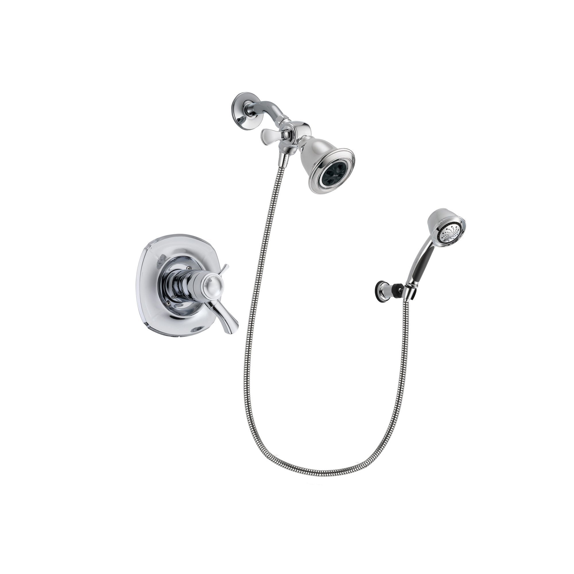 Delta Addison Chrome Finish Thermostatic Shower Faucet System Package with Water Efficient Showerhead and 5-Spray Adjustable Wall Mount Hand Shower Includes Rough-in Valve DSP0330V