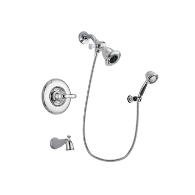 Delta Linden Chrome Finish Tub and Shower Faucet System Package with Water Efficient Showerhead and 5-Spray Adjustable Wall Mount Hand Shower Includes Rough-in Valve and Tub Spout DSP0341V