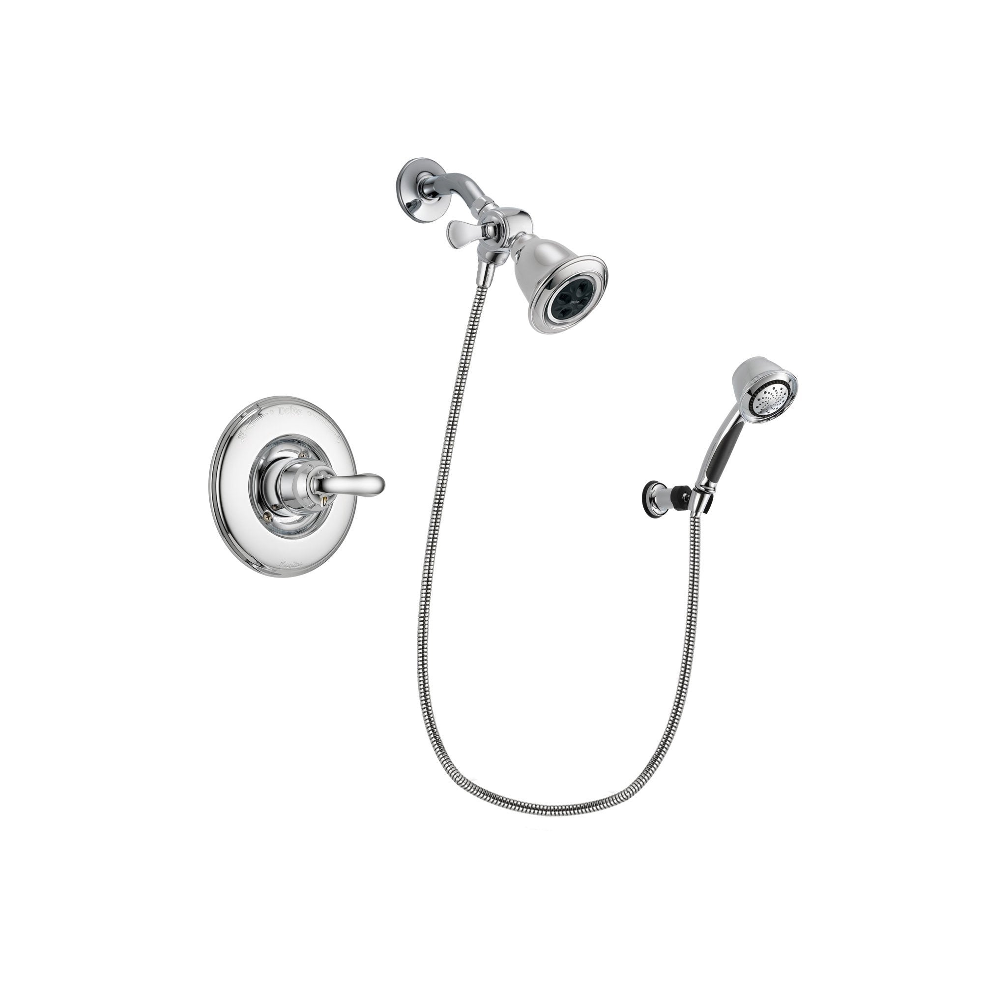 Delta Linden Chrome Finish Shower Faucet System Package with Water Efficient Showerhead and 5-Spray Adjustable Wall Mount Hand Shower Includes Rough-in Valve DSP0342V