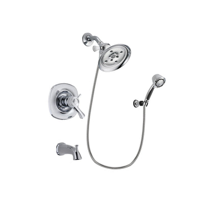 Delta Addison Chrome Finish Thermostatic Tub and Shower Faucet System Package with Large Rain Showerhead and 5-Spray Adjustable Wall Mount Hand Shower Includes Rough-in Valve and Tub Spout DSP0363V
