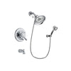 Delta Leland Chrome Finish Dual Control Tub and Shower Faucet System Package with Large Rain Showerhead and 5-Spray Adjustable Wall Mount Hand Shower Includes Rough-in Valve and Tub Spout DSP0383V