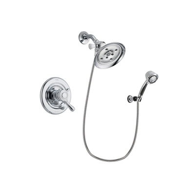 Delta Leland Chrome Finish Dual Control Shower Faucet System Package with Large Rain Showerhead and 5-Spray Adjustable Wall Mount Hand Shower Includes Rough-in Valve DSP0384V