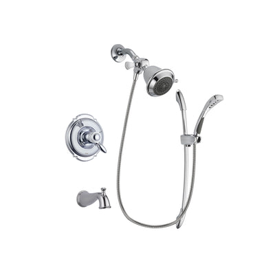 Delta Victorian Chrome Finish Thermostatic Tub and Shower Faucet System Package with Shower Head and Handheld Shower with Slide Bar Includes Rough-in Valve and Tub Spout DSP0427V
