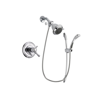 Delta Cassidy Chrome Finish Thermostatic Shower Faucet System Package with Shower Head and Handheld Shower with Slide Bar Includes Rough-in Valve DSP0434V