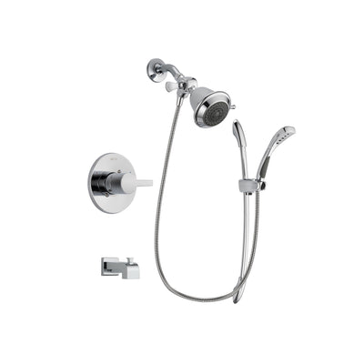Delta Compel Chrome Finish Tub and Shower Faucet System Package with Shower Head and Handheld Shower with Slide Bar Includes Rough-in Valve and Tub Spout DSP0439V
