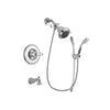 Delta Linden Chrome Finish Tub and Shower Faucet System Package with Shower Head and Handheld Shower with Slide Bar Includes Rough-in Valve and Tub Spout DSP0443V