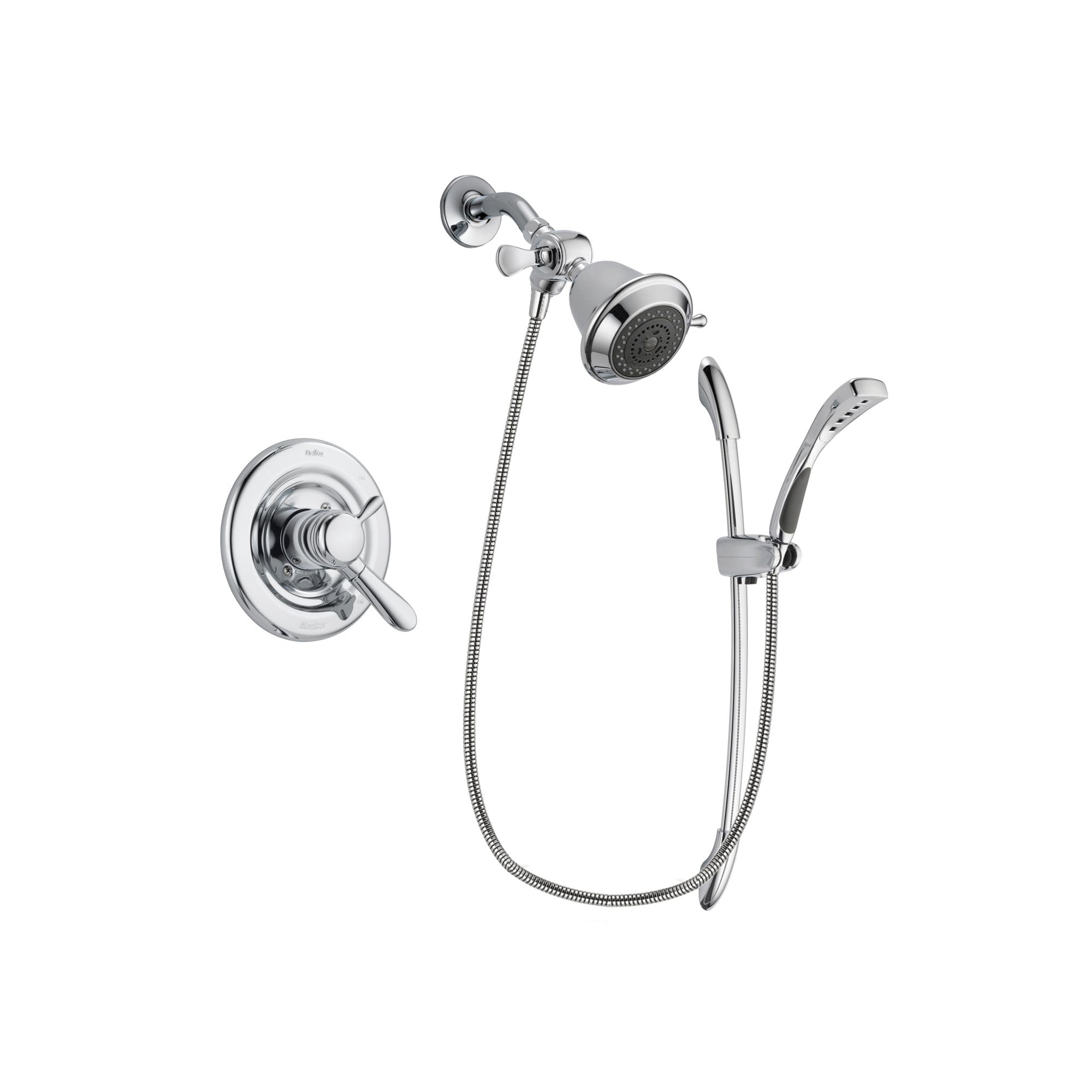 Delta Lahara Chrome Finish Dual Control Shower Faucet System Package with Shower Head and Handheld Shower with Slide Bar Includes Rough-in Valve DSP0446V