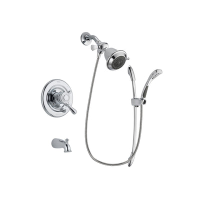 Delta Leland Chrome Finish Dual Control Tub and Shower Faucet System Package with Shower Head and Handheld Shower with Slide Bar Includes Rough-in Valve and Tub Spout DSP0451V