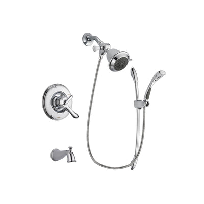 Delta Linden Chrome Finish Dual Control Tub and Shower Faucet System Package with Shower Head and Handheld Shower with Slide Bar Includes Rough-in Valve and Tub Spout DSP0455V