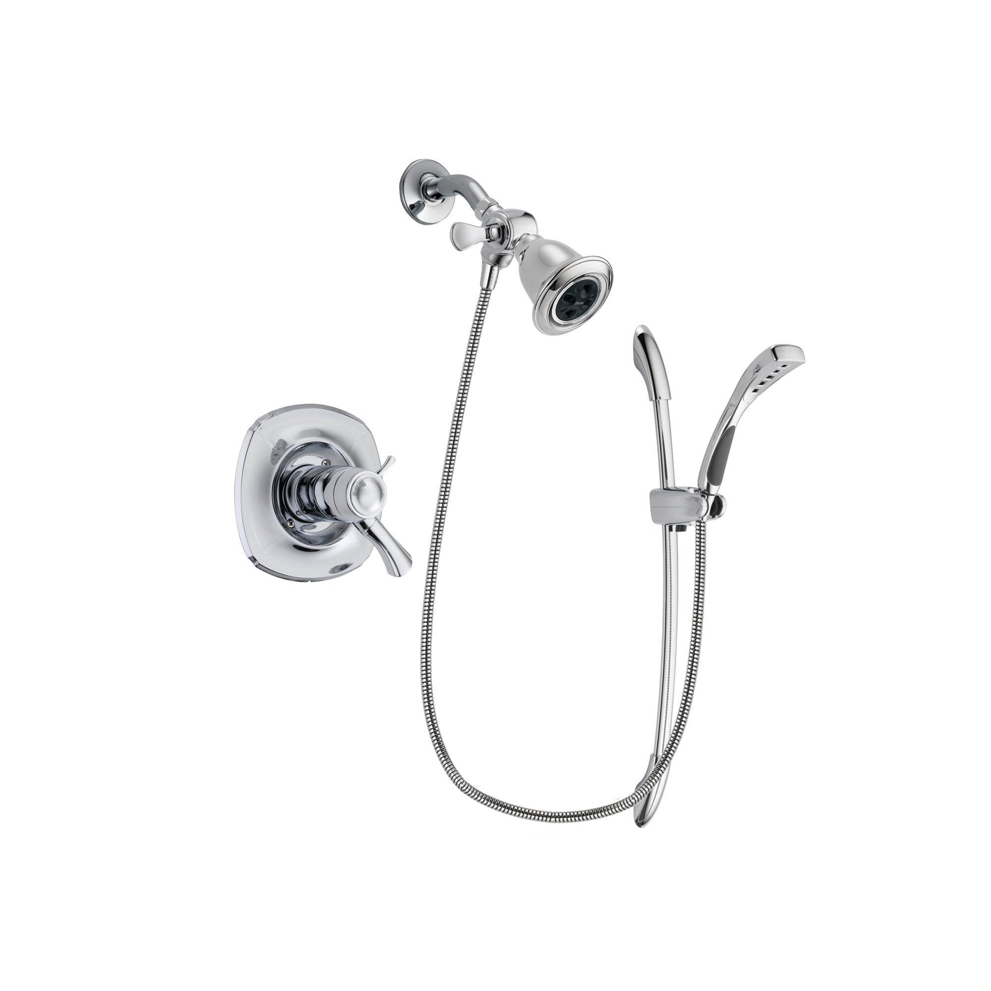 Delta Addison Chrome Finish Thermostatic Shower Faucet System Package with Water Efficient Showerhead and Handheld Shower with Slide Bar Includes Rough-in Valve DSP0466V