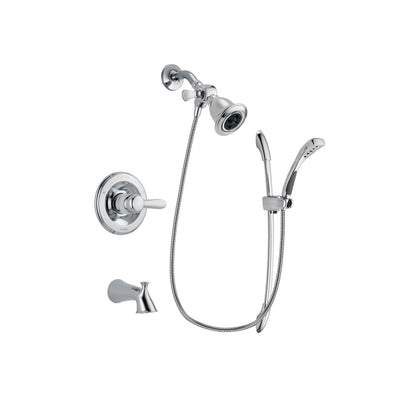Delta Lahara Chrome Finish Tub and Shower Faucet System Package with Water Efficient Showerhead and Handheld Shower with Slide Bar Includes Rough-in Valve and Tub Spout DSP0469V