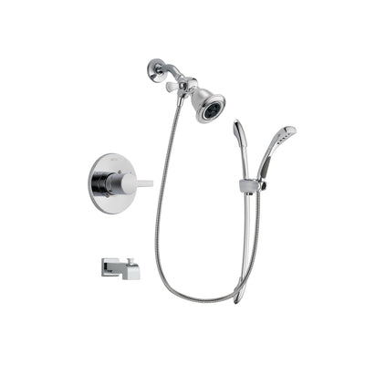 Delta Compel Chrome Finish Tub and Shower Faucet System Package with Water Efficient Showerhead and Handheld Shower with Slide Bar Includes Rough-in Valve and Tub Spout DSP0473V