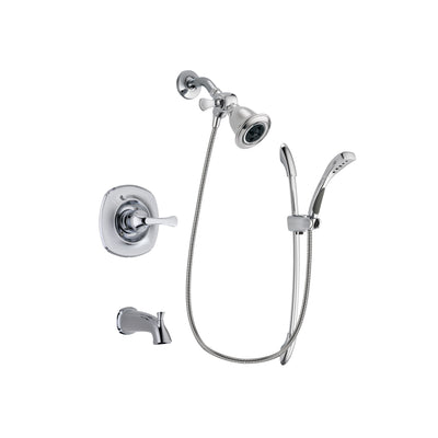 Delta Addison Chrome Finish Tub and Shower Faucet System Package with Water Efficient Showerhead and Handheld Shower with Slide Bar Includes Rough-in Valve and Tub Spout DSP0475V