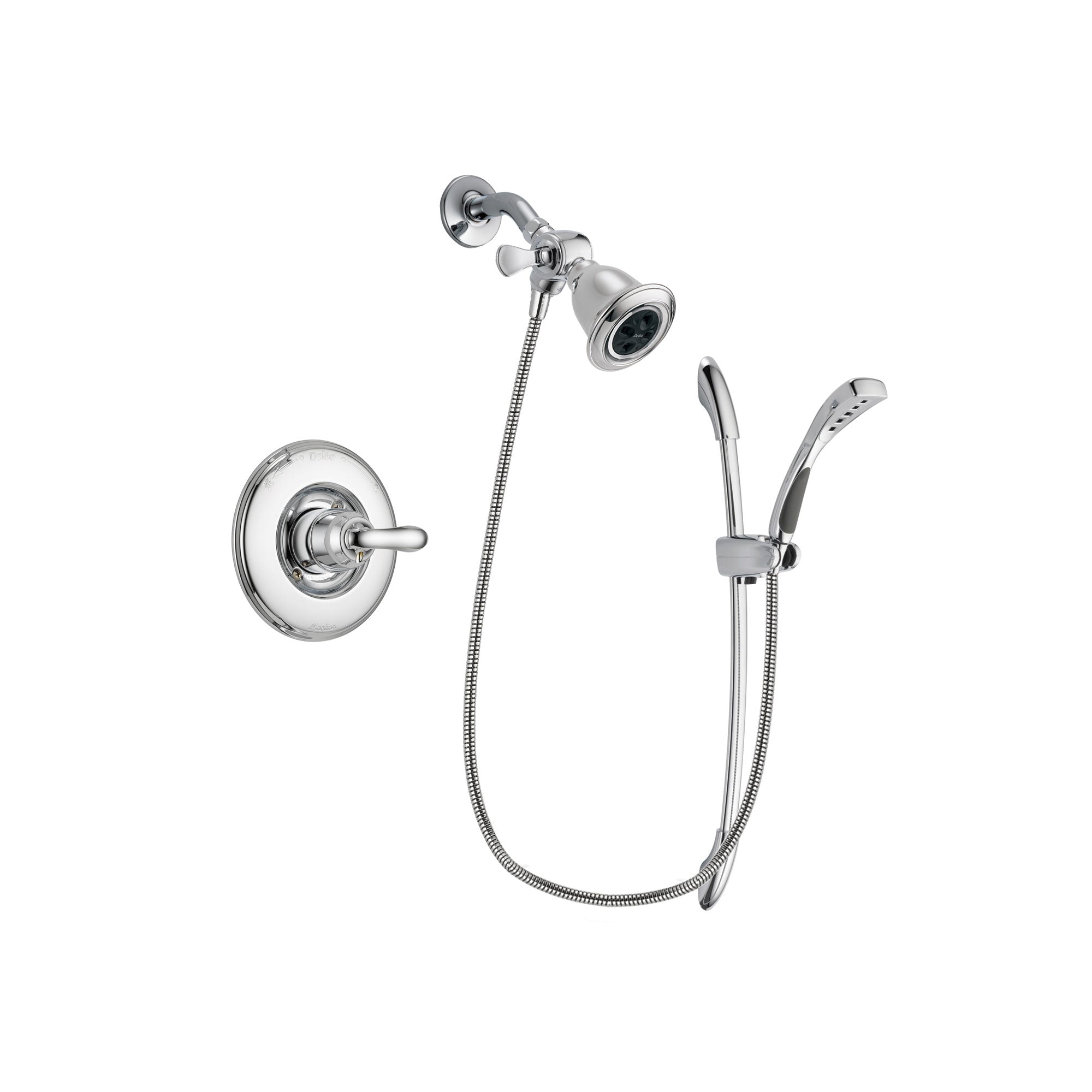 Delta Linden Chrome Finish Shower Faucet System Package with Water Efficient Showerhead and Handheld Shower with Slide Bar Includes Rough-in Valve DSP0478V