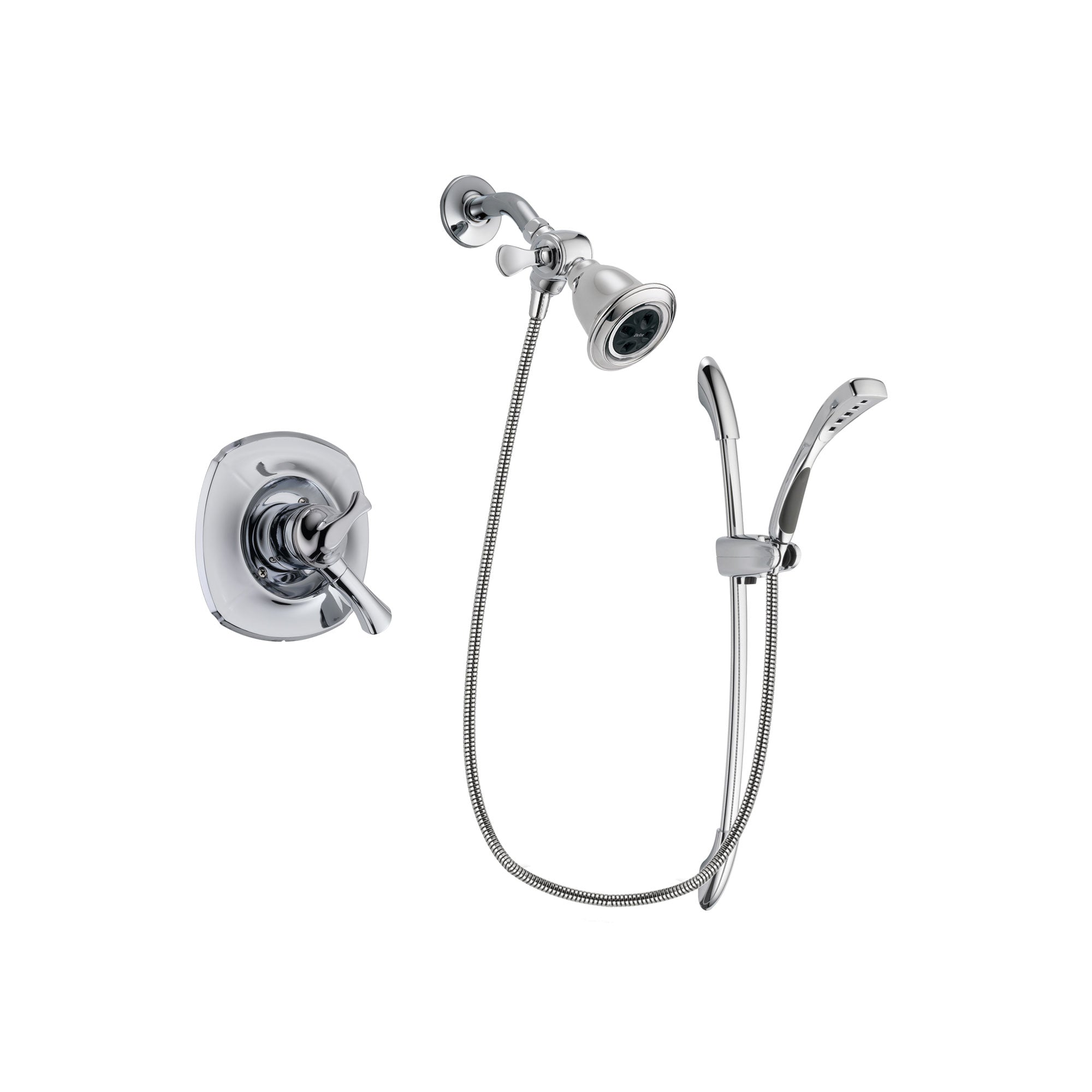 Delta Addison Chrome Finish Dual Control Shower Faucet System Package with Water Efficient Showerhead and Handheld Shower with Slide Bar Includes Rough-in Valve DSP0488V