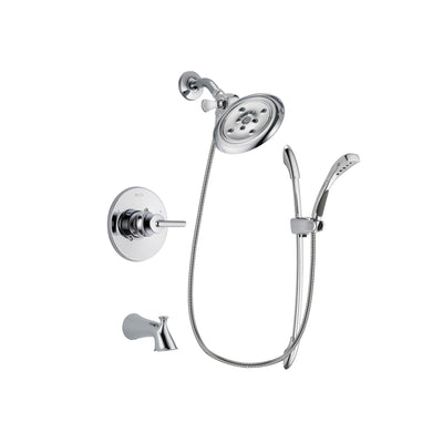 Delta Trinsic Chrome Finish Tub and Shower Faucet System Package with Large Rain Showerhead and Handheld Shower with Slide Bar Includes Rough-in Valve and Tub Spout DSP0505V