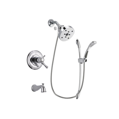 Delta Cassidy Chrome Finish Thermostatic Tub and Shower Faucet System Package with 5-1/2 inch Shower Head and Handheld Shower with Slide Bar Includes Rough-in Valve and Tub Spout DSP0535V