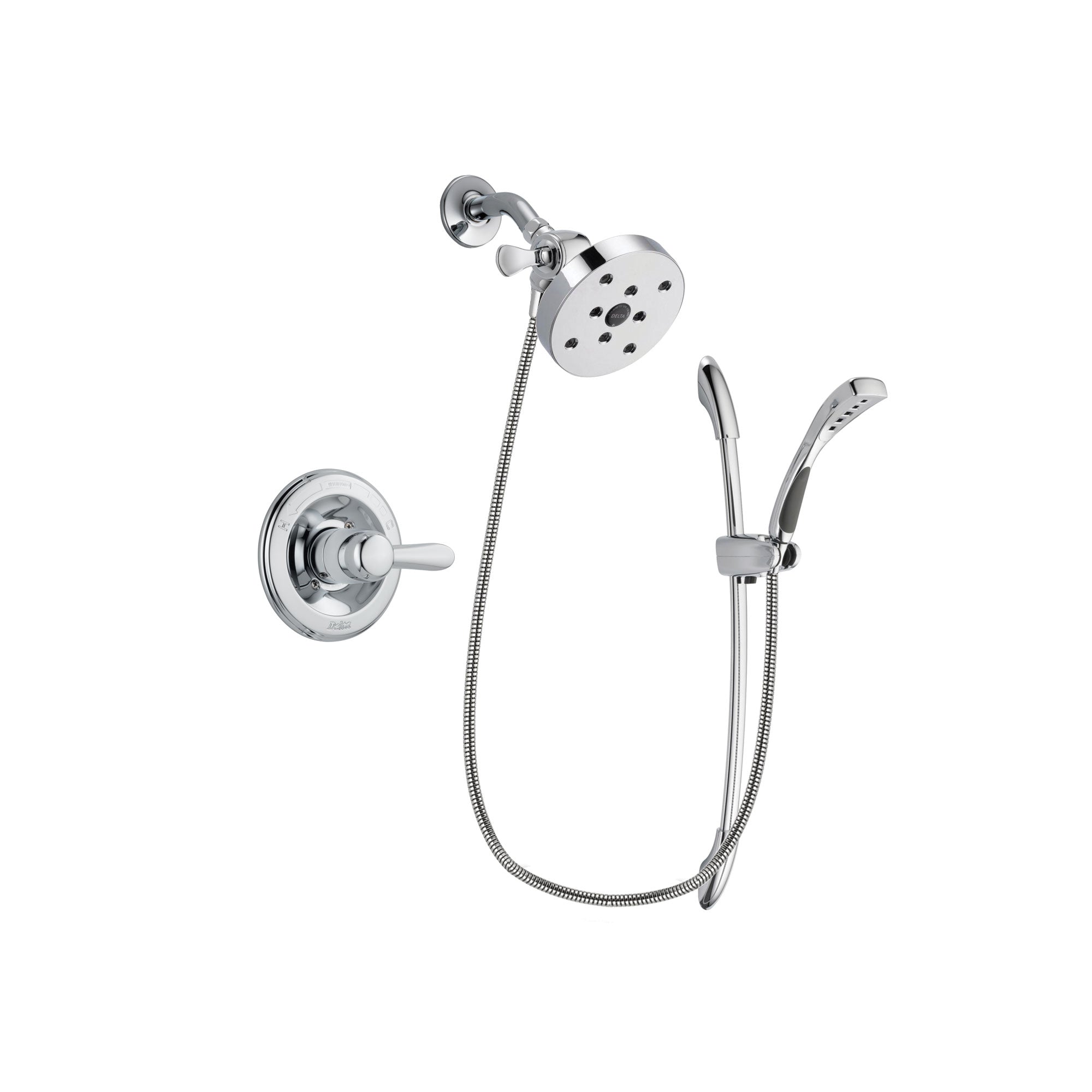 Delta Lahara Chrome Finish Shower Faucet System Package with 5-1/2 inch Shower Head and Handheld Shower with Slide Bar Includes Rough-in Valve DSP0538V