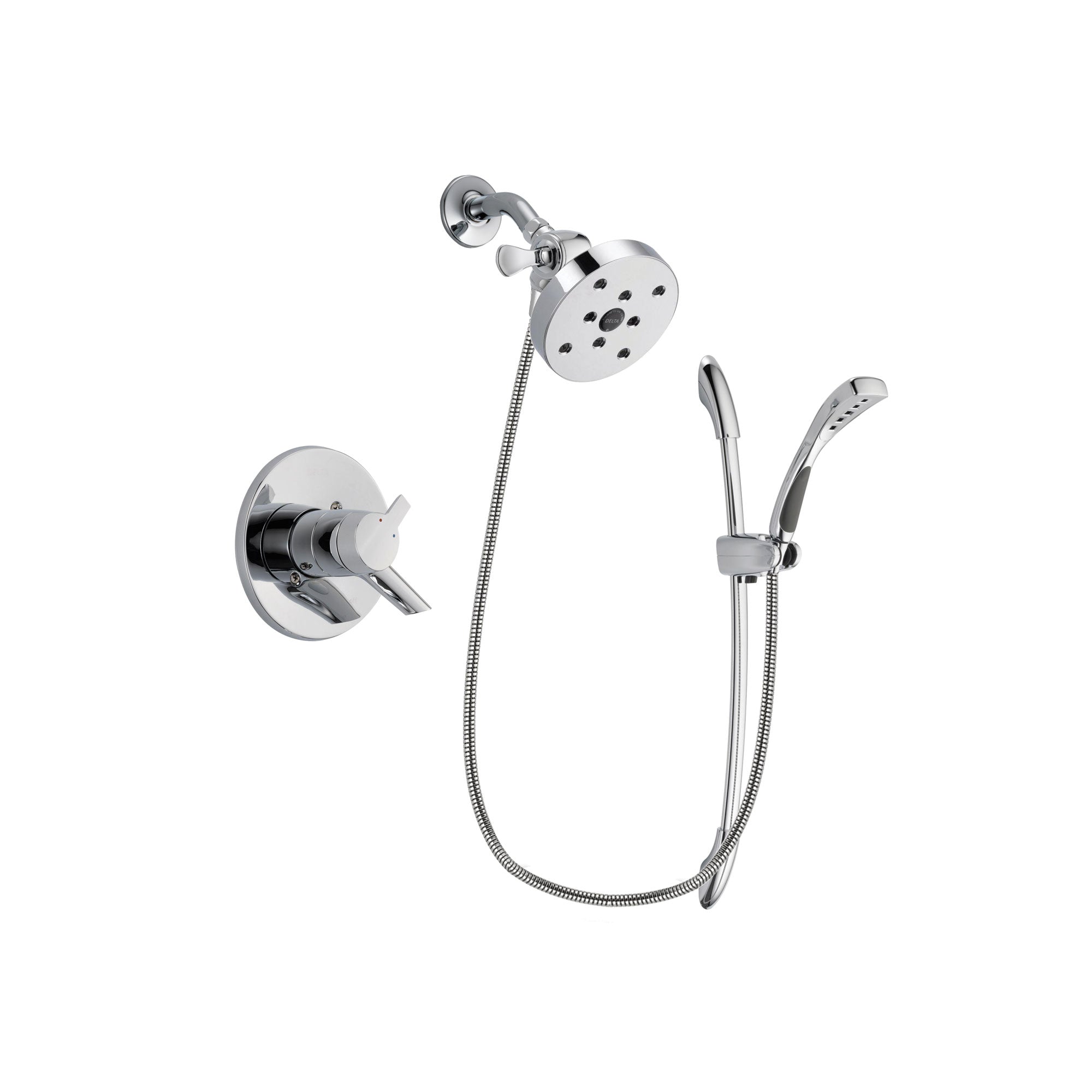 Delta Compel Chrome Finish Dual Control Shower Faucet System Package with 5-1/2 inch Shower Head and Handheld Shower with Slide Bar Includes Rough-in Valve DSP0552V