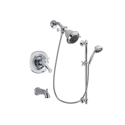 Delta Addison Chrome Finish Thermostatic Tub and Shower Faucet System Package with Shower Head and 7-Spray Handheld Shower Sprayer with Slide Bar Includes Rough-in Valve and Tub Spout DSP0567V