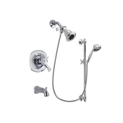 Delta Addison Chrome Finish Thermostatic Tub and Shower Faucet System Package with Water Efficient Showerhead and 7-Spray Handheld Shower Sprayer with Slide Bar Includes Rough-in Valve and Tub Spout DSP0601V