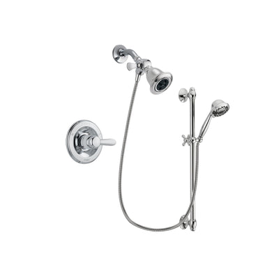 Delta Lahara Chrome Finish Shower Faucet System Package with Water Efficient Showerhead and 7-Spray Handheld Shower Sprayer with Slide Bar Includes Rough-in Valve DSP0606V
