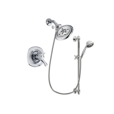 Delta Addison Chrome Finish Thermostatic Shower Faucet System Package with Large Rain Showerhead and 7-Spray Handheld Shower Sprayer with Slide Bar Includes Rough-in Valve DSP0636V