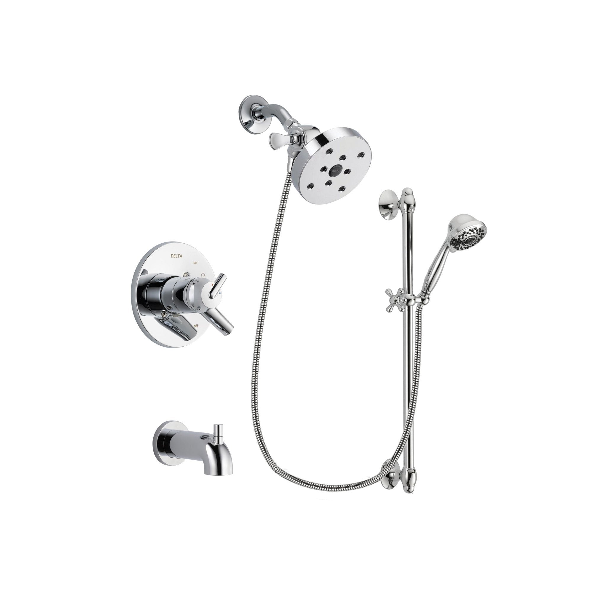 Delta Trinsic Chrome Tub and Shower Faucet System with Hand Shower DSP0685V