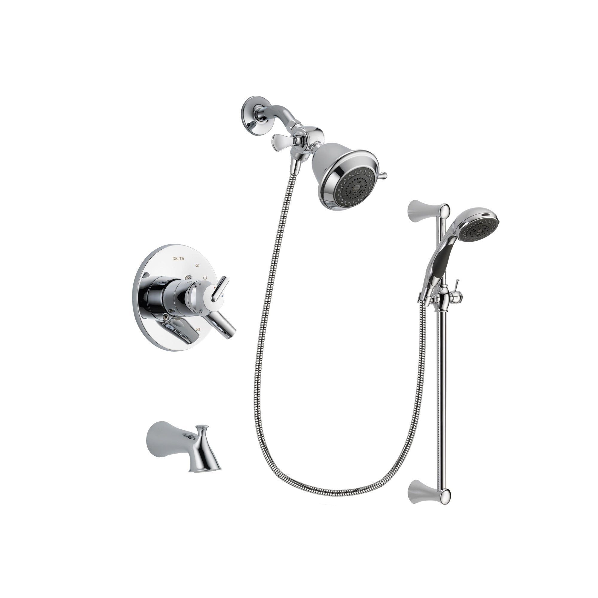 Delta Trinsic Chrome Tub and Shower Faucet System with Hand Shower DSP0719V