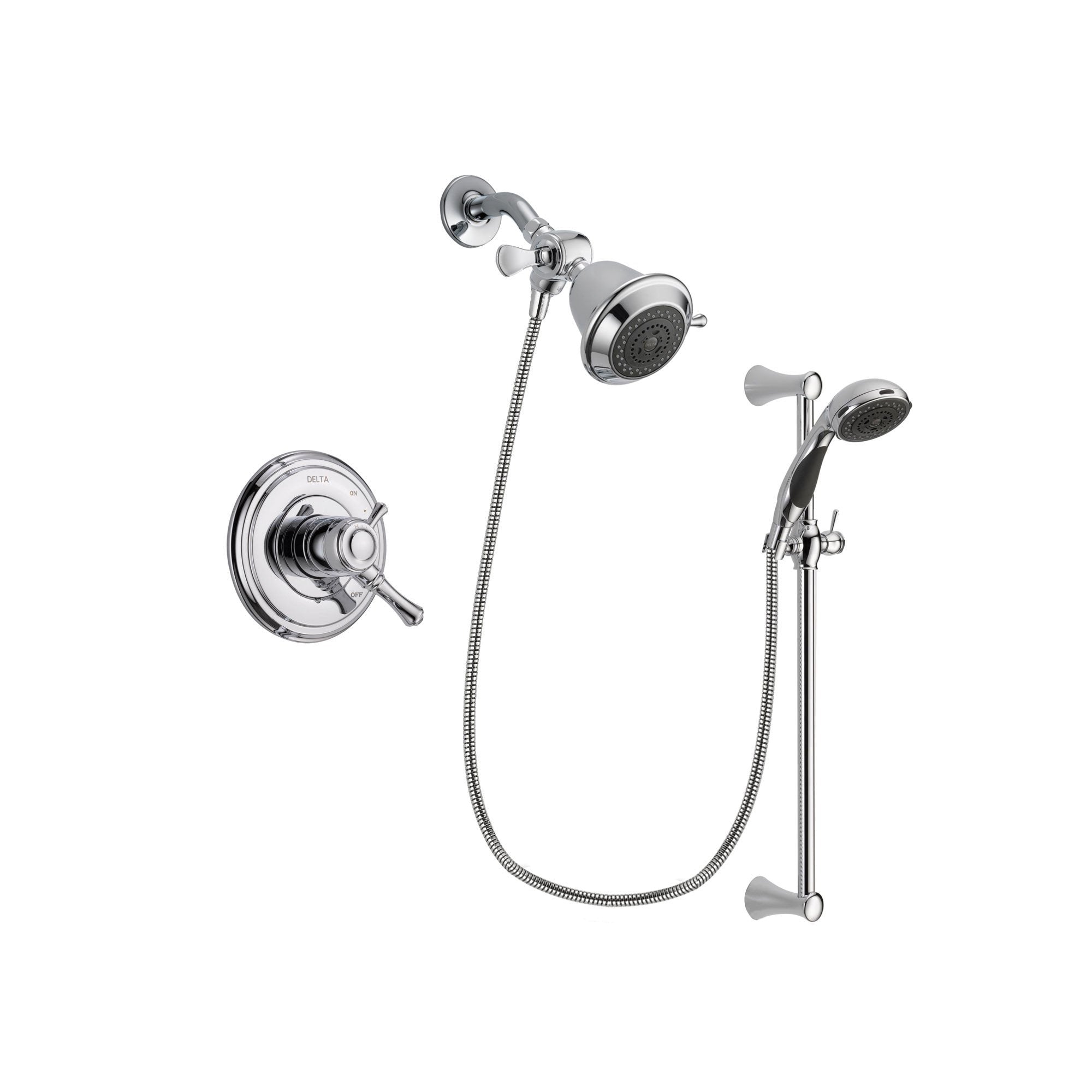 Delta Cassidy Chrome Shower Faucet System w/ Showerhead and Hand Shower DSP0730V