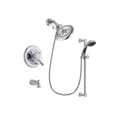Delta Leland Chrome Finish Dual Control Tub and Shower Faucet System Package with Large Rain Showerhead and 5-Spray Wall Mount Slide Bar with Personal Handheld Shower Includes Rough-in Valve and Tub Spout DSP0791V