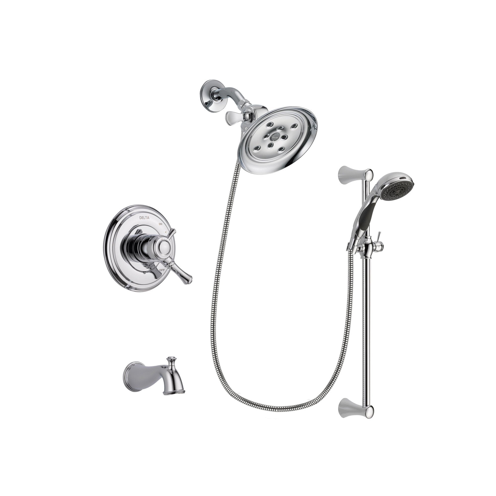 Delta Cassidy Chrome Tub and Shower Faucet System with Hand Shower DSP 