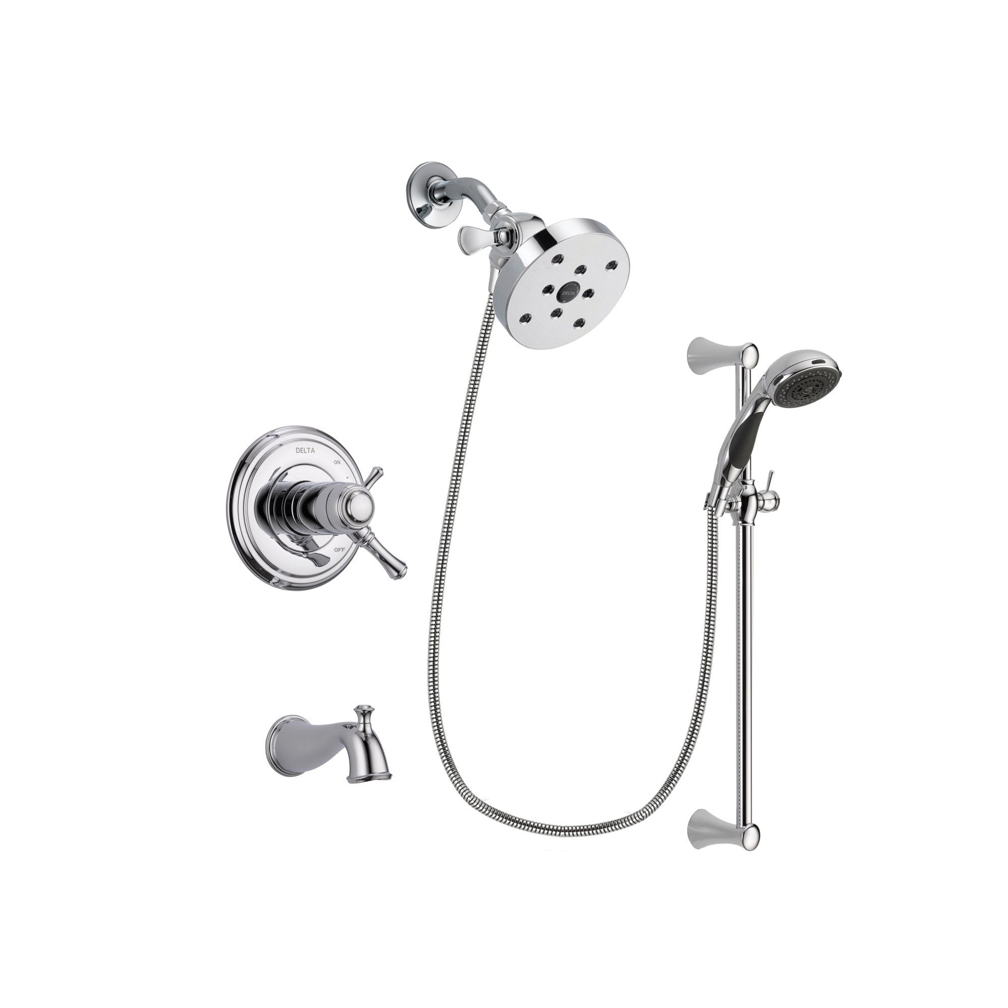 Delta Cassidy Chrome Tub and Shower Faucet System with Hand Shower DSP0807V