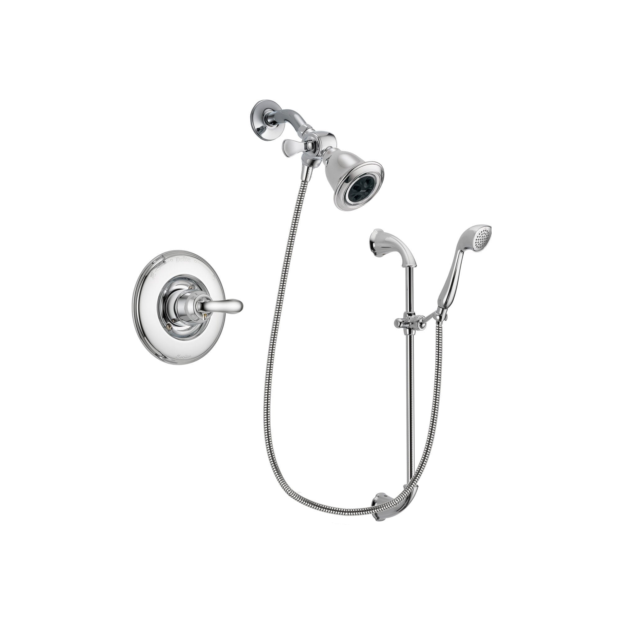 Delta Linden Chrome Finish Shower Faucet System Package with Water Efficient Showerhead and Handheld Shower with Slide Bar Includes Rough-in Valve DSP0886V