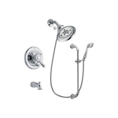 Delta Leland Chrome Finish Dual Control Tub and Shower Faucet System Package with Large Rain Showerhead and Handheld Shower with Slide Bar Includes Rough-in Valve and Tub Spout DSP0927V