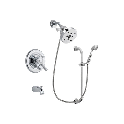 Delta Leland Chrome Finish Dual Control Tub and Shower Faucet System Package with 5-1/2 inch Shower Head and Handheld Shower with Slide Bar Includes Rough-in Valve and Tub Spout DSP0961V