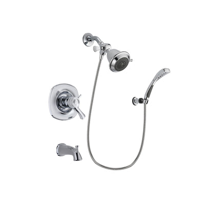Delta Addison Chrome Finish Thermostatic Tub and Shower Faucet System Package with Shower Head and Wall-Mount Bracket with Handheld Shower Spray Includes Rough-in Valve and Tub Spout DSP0975V