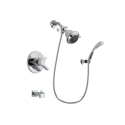 Delta Compel Chrome Finish Dual Control Tub and Shower Faucet System Package with Shower Head and Wall-Mount Bracket with Handheld Shower Spray Includes Rough-in Valve and Tub Spout DSP0993V