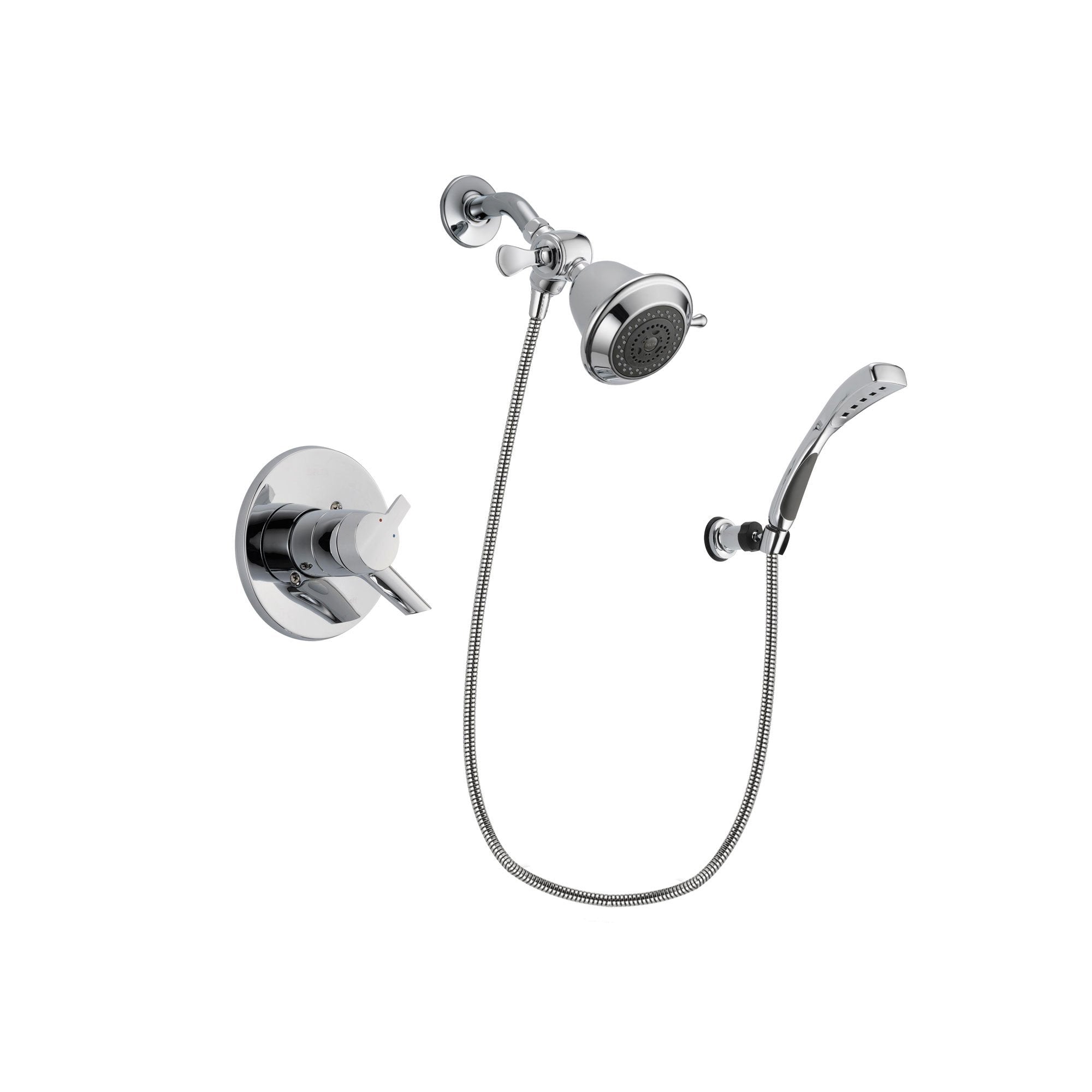 Delta Compel Chrome Finish Dual Control Shower Faucet System Package with Shower Head and Wall-Mount Bracket with Handheld Shower Spray Includes Rough-in Valve DSP0994V